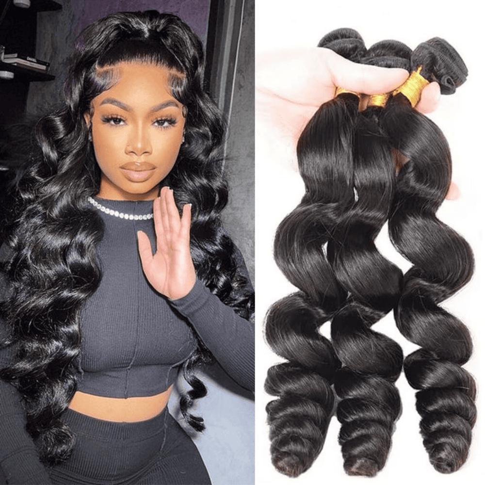 Brazilian Loose Wave 3 Bundles 100% Brazilian human virgin hair Machine Double Weaving Hair Extension - Perismoda Hair